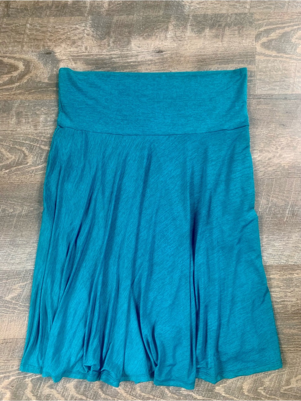 Women's Teal Circle Skirt with Fold-Over Waistband